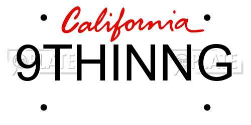 9THINNG California License Plate