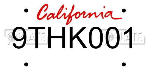 9THK001 California License Plate