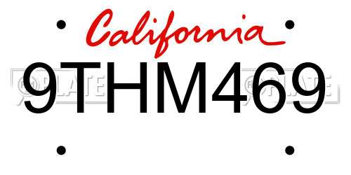 9THM469 California License Plate