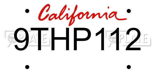 9THP112 California License Plate