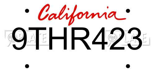 9THR423 California License Plate