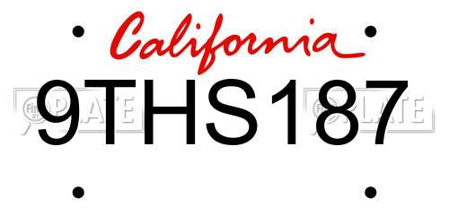 9THS187 California License Plate