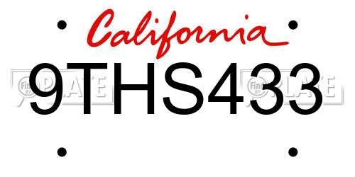 9THS433 California License Plate