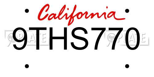 9THS770 California License Plate