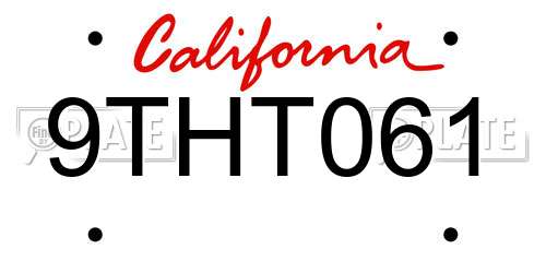 9THT061 California License Plate