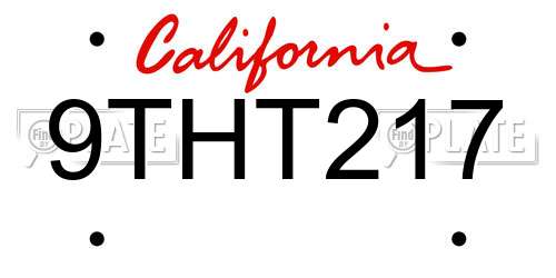 9THT217 California License Plate