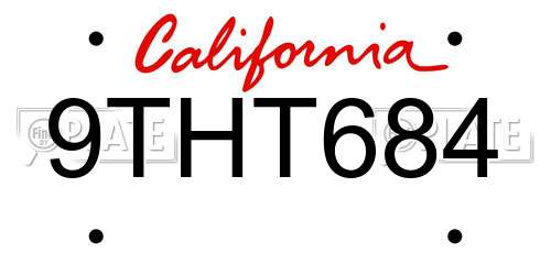 9THT684 California License Plate