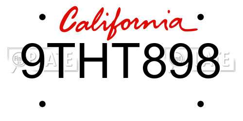9THT898 California License Plate