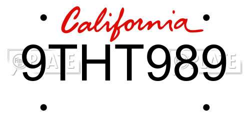 9THT989 California License Plate