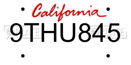 9THU845 California License Plate
