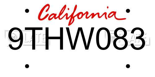 9THW083 California License Plate