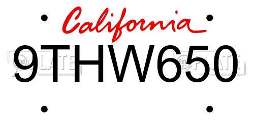 9THW650 California License Plate
