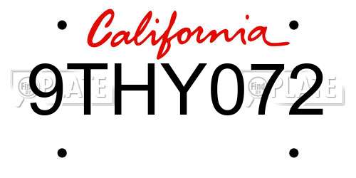9THY072 California License Plate