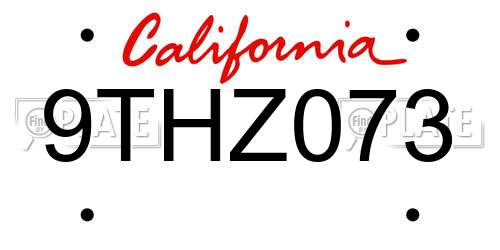 9THZ073 California License Plate
