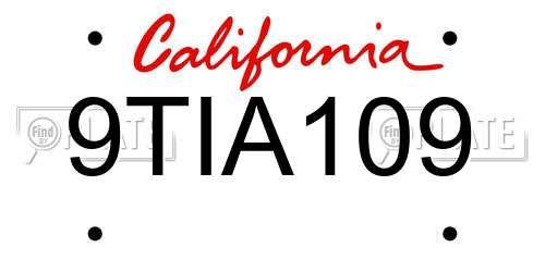 9TIA109 California License Plate
