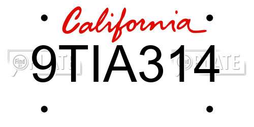 9TIA314 California License Plate