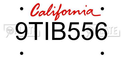 9TIB556 California License Plate