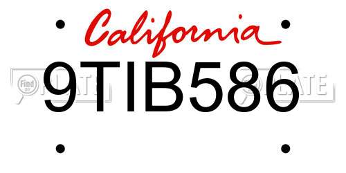 9TIB586 California License Plate