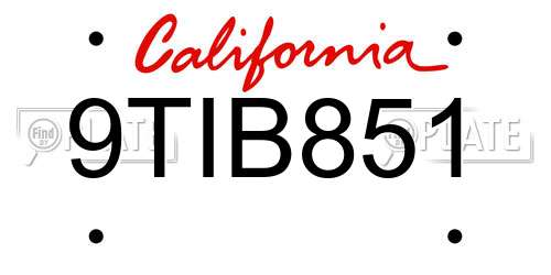 9TIB851 California License Plate