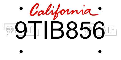 9TIB856 California License Plate