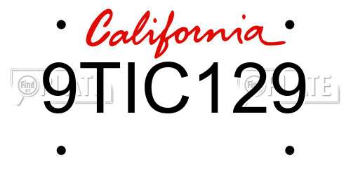 9TIC129 California License Plate
