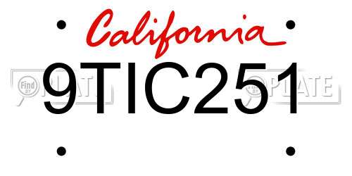 9TIC251 California License Plate