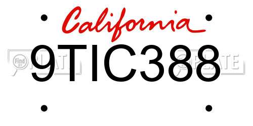 9TIC388 California License Plate