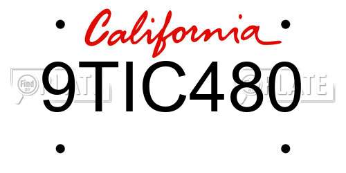 9TIC480 California License Plate