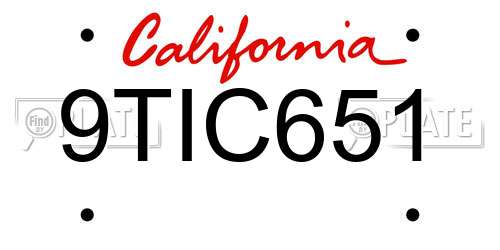 9TIC651 California License Plate