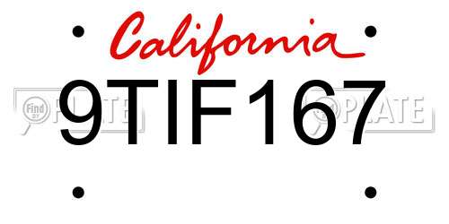 9TIF167 California License Plate