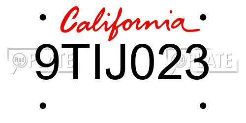 9TIJ023 California License Plate
