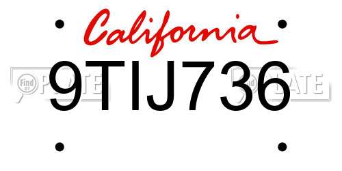 9TIJ736 California License Plate