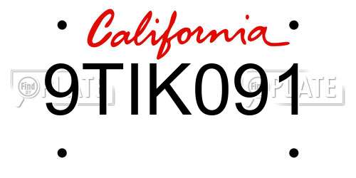 9TIK091 California License Plate