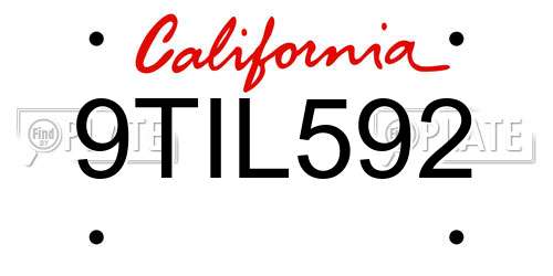 9TIL592 California License Plate