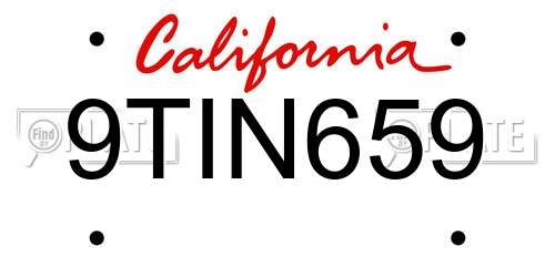 9TIN659 California License Plate
