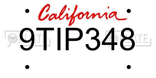 9TIP348 California License Plate
