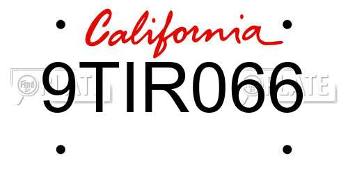 9TIR066 California License Plate