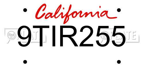 9TIR255 California License Plate
