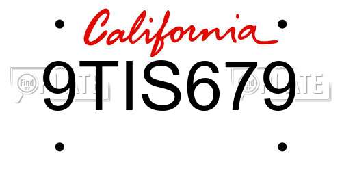 9TIS679 California License Plate