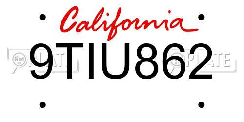 9TIU862 California License Plate