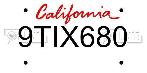 9TIX680 California License Plate