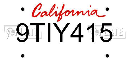 9TIY415 California License Plate