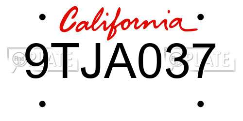 9TJA037 California License Plate