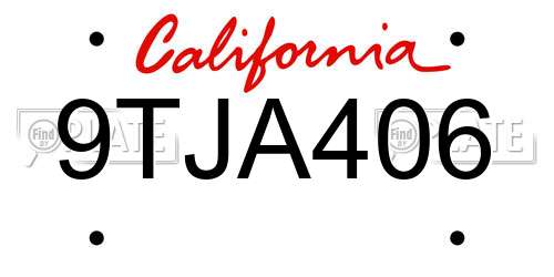 9TJA406 California License Plate