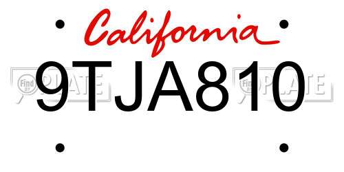 9TJA810 California License Plate