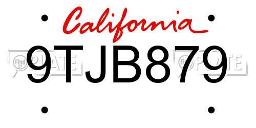 9TJB879 California License Plate