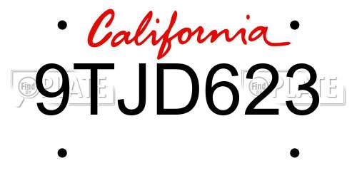 9TJD623 California License Plate