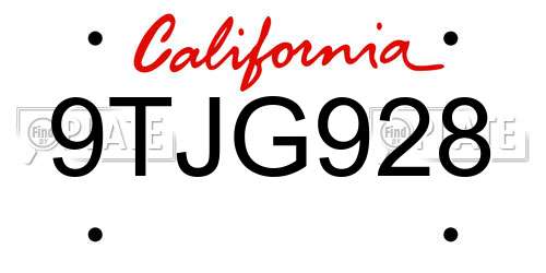 9TJG928 California License Plate