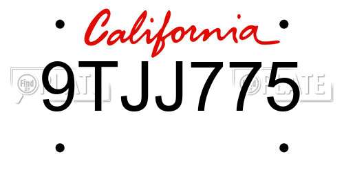 9TJJ775 California License Plate