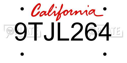 9TJL264 California License Plate